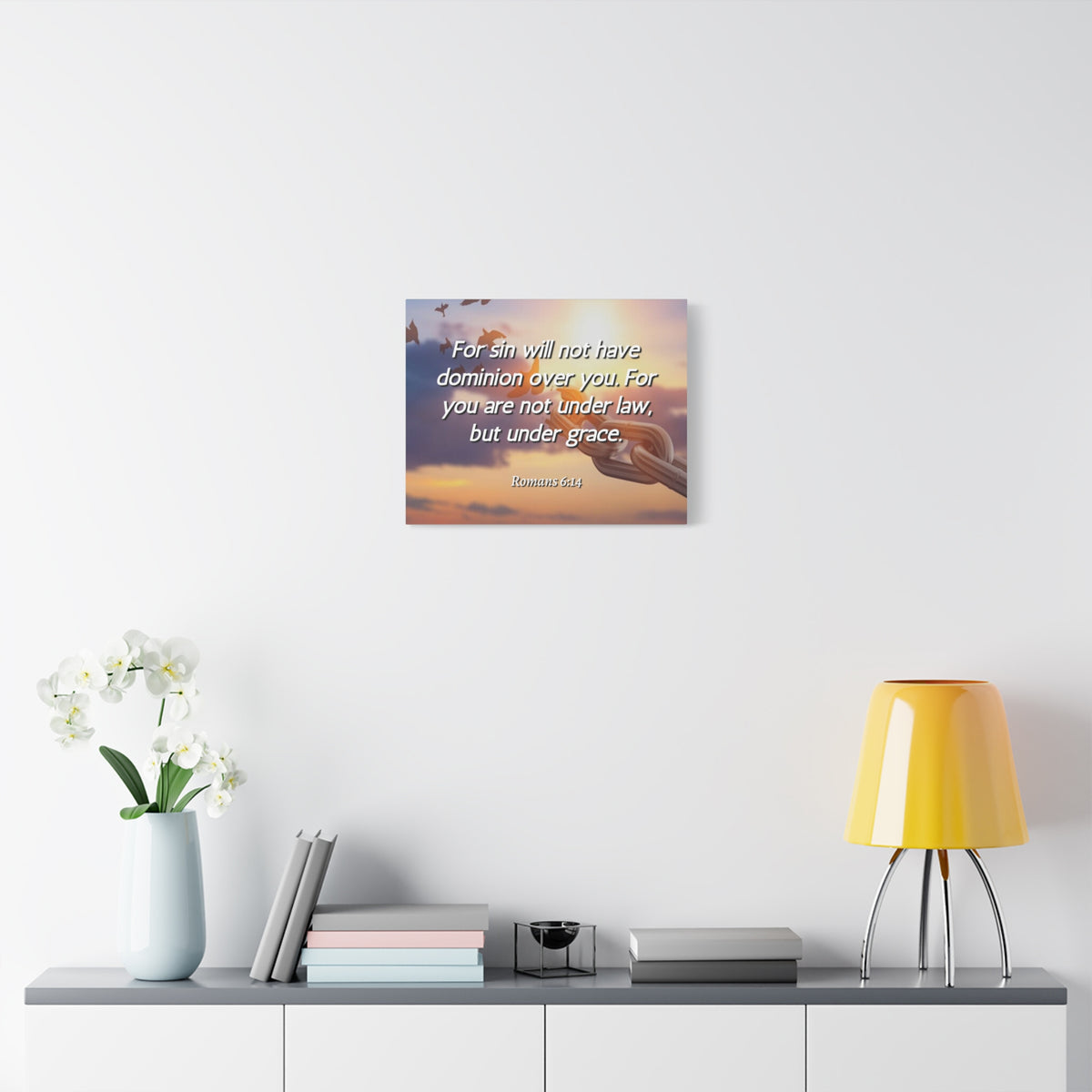 Scripture Canvas Grace Romans 6:14 Christian Wall Art Bible Verse Print Ready to Hang