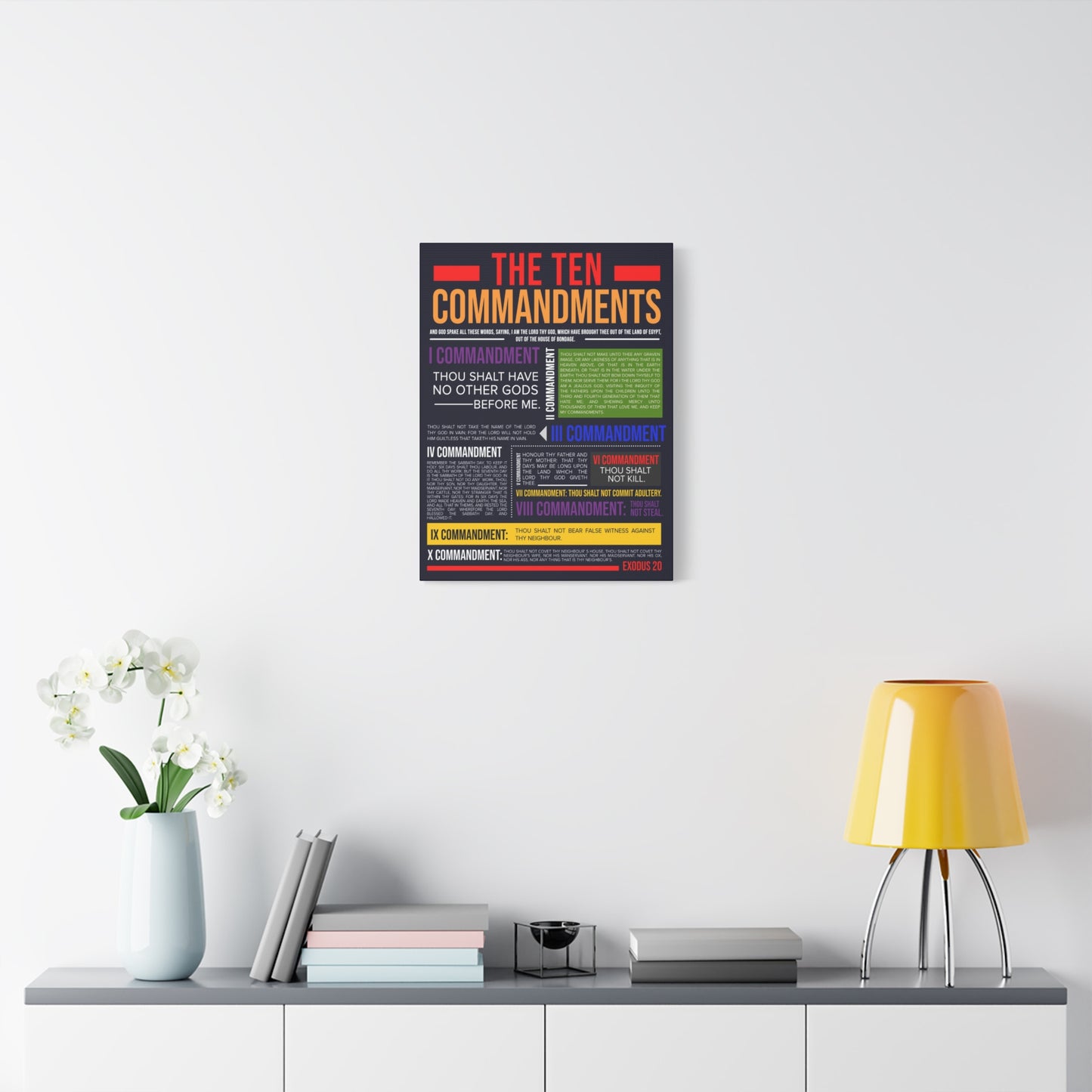 Ten Commandments Canvas Print Scripture Wall Art Christian Home Decor
