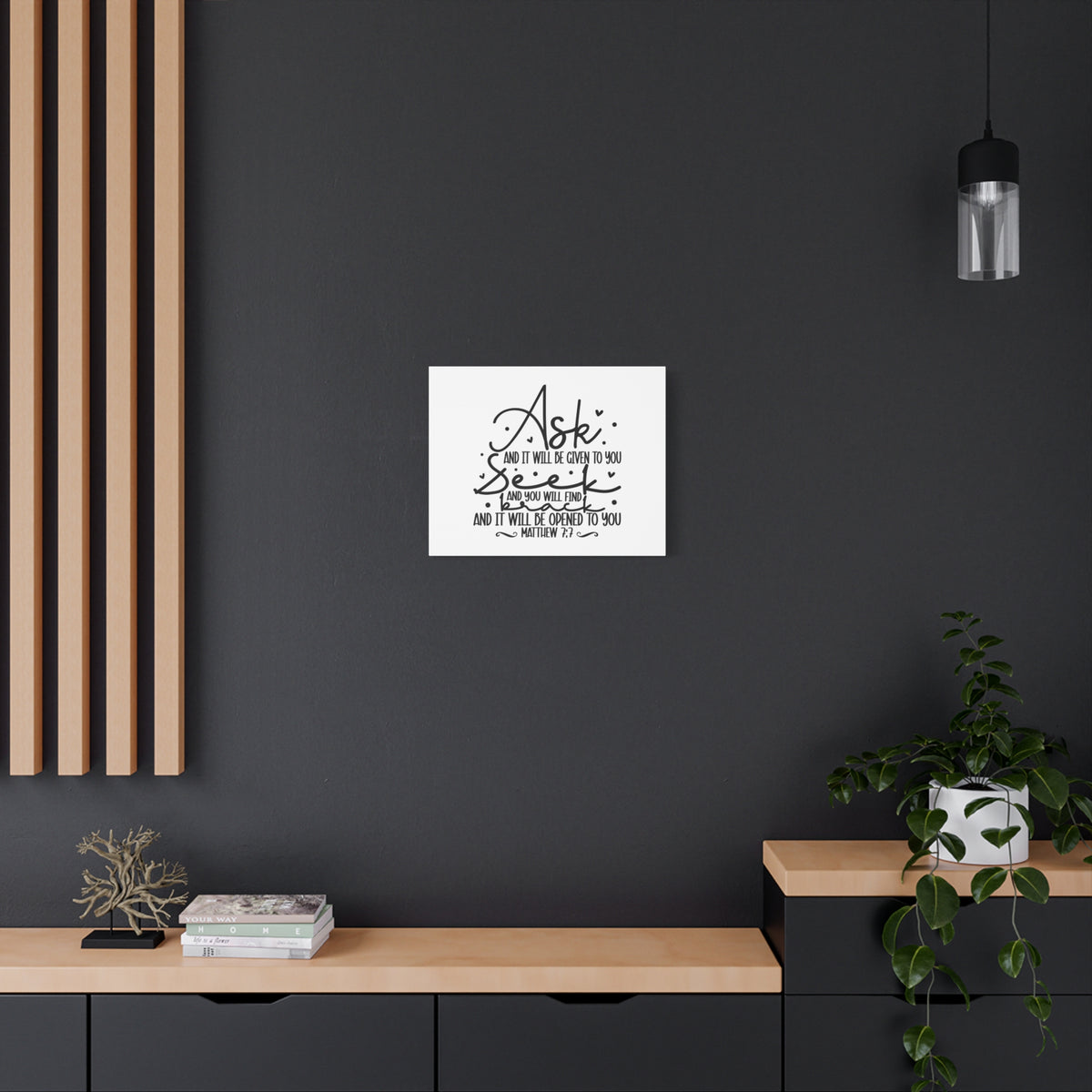 Scripture Canvas Opened To You Matthew 7:7 Christian Wall Art Bible Verse Print Ready to Hang