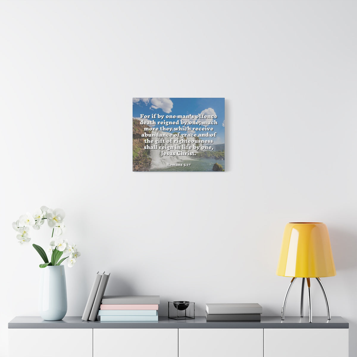 Scripture Canvas Gift Of Righteousness Romans 5:17 Christian Wall Art Bible Verse Print Ready to Hang