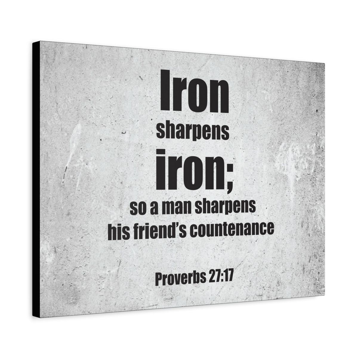 Scripture Canvas Iron Sharpens Iron Proverbs 27:17 Christian Wall Art Bible Verse Print Ready to Hang