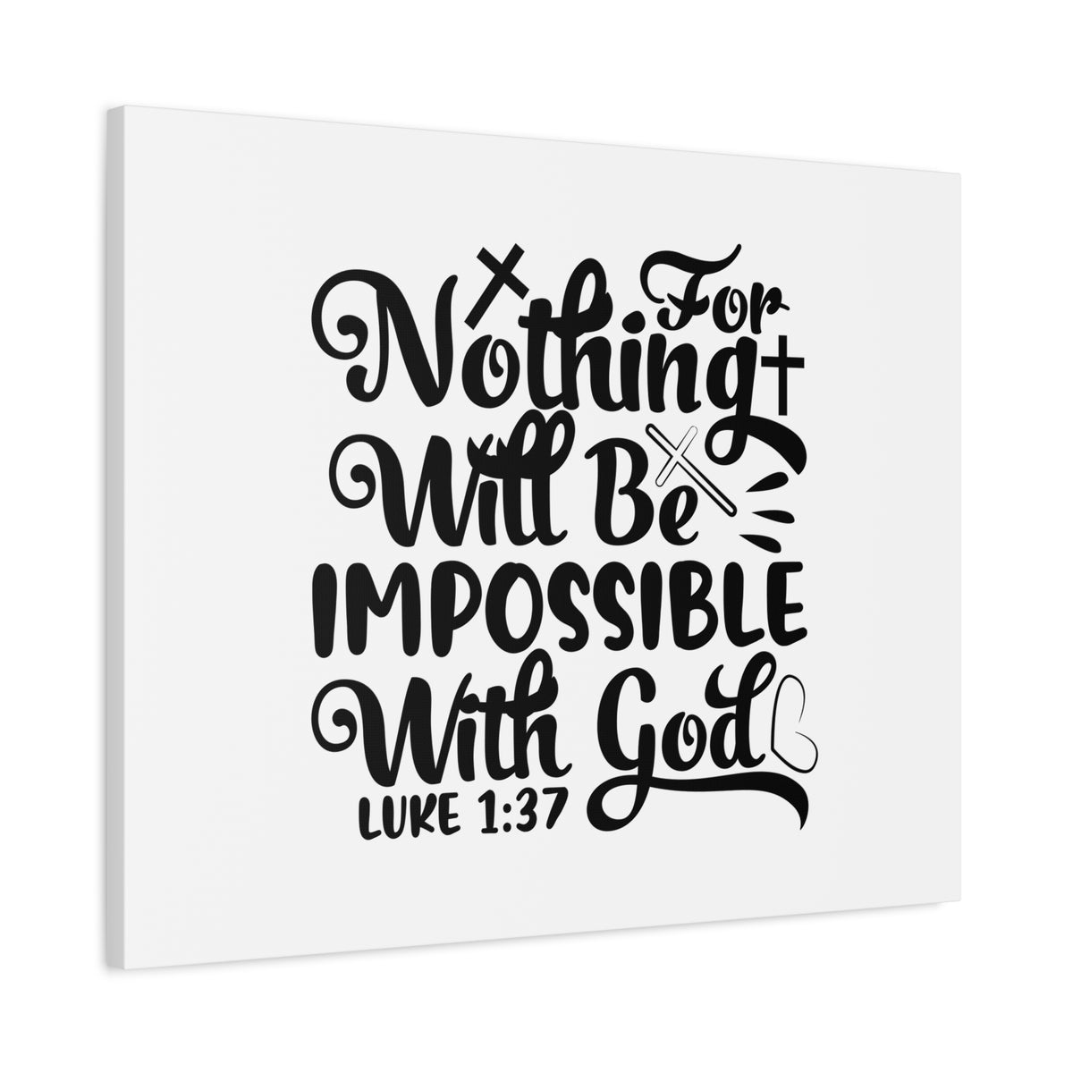 Scripture Canvas For Nothing Will Be Impossible Luke 1:37 Christian Wall Art Bible Verse Print Ready to Hang