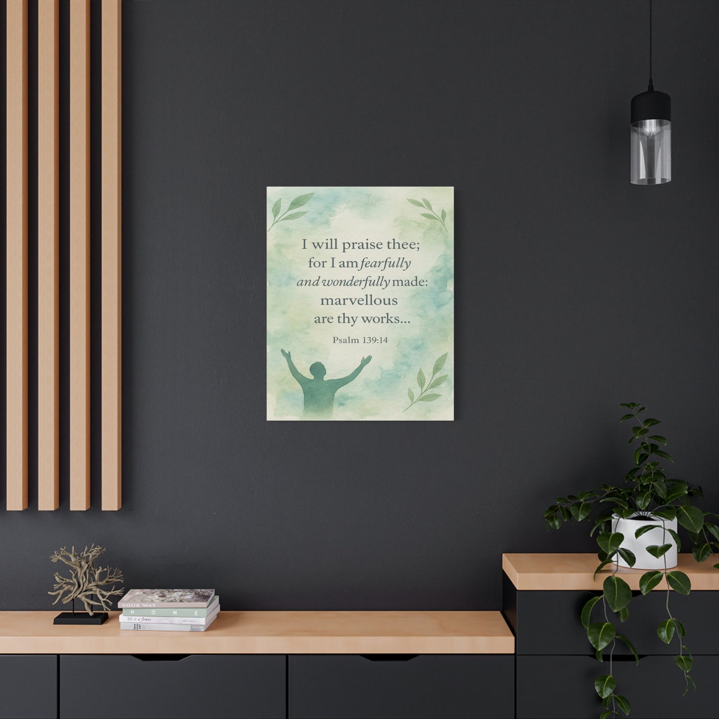 Bible Verse Canvas Psalm 139:14 Christian Home Décor Wall Art Scripture Ready to Hang Faith Print