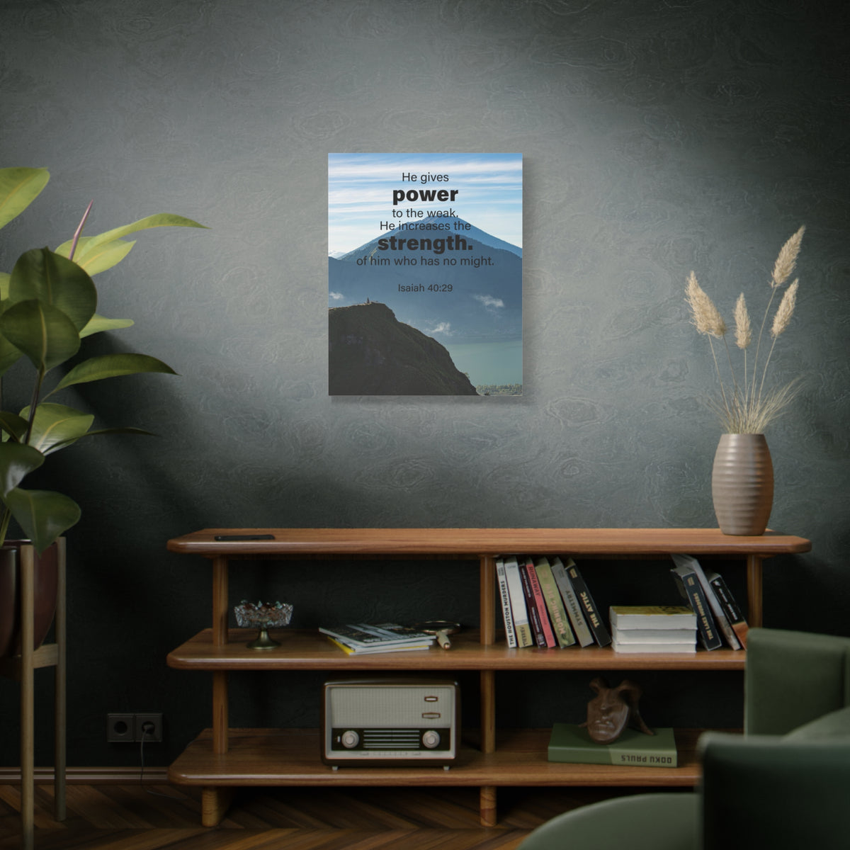 Scripture Canvas Power to the Weak Isaiah 40:29 Christian Wall Art Bible Verse Print Ready to Hang