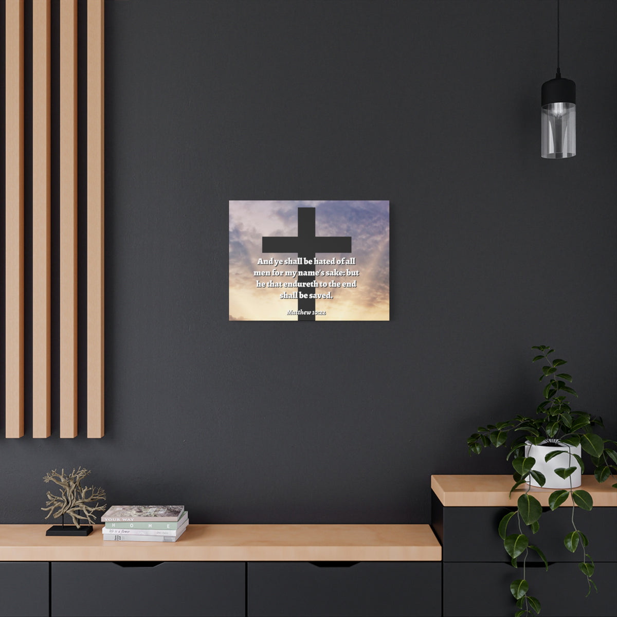Scripture Canvas To The End Matthew 10:22 Christian Wall Art Bible Verse Print Ready to Hang