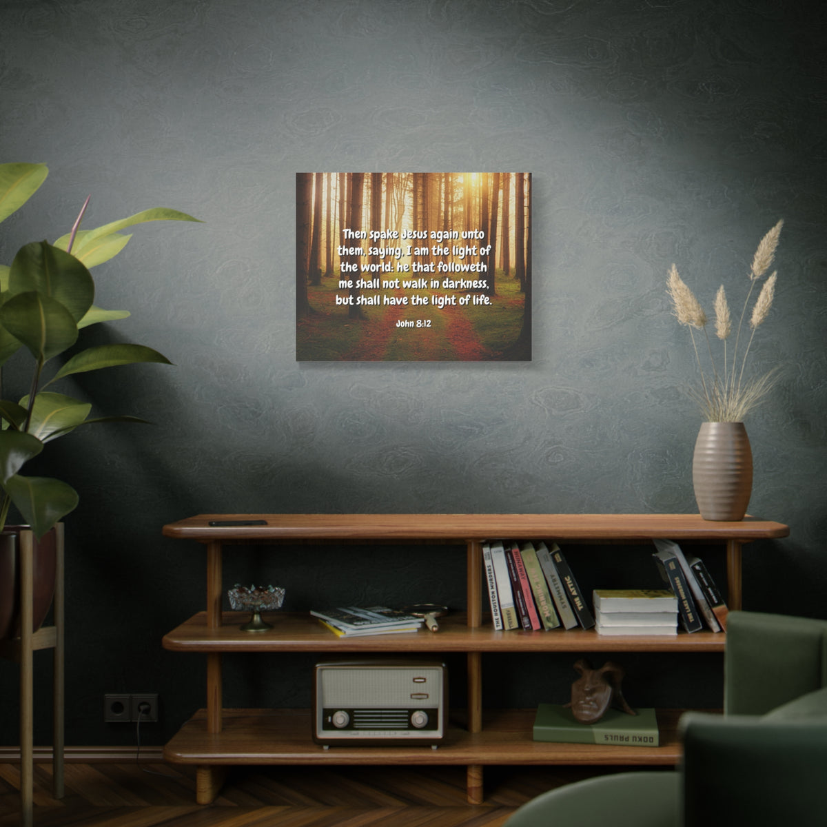 Scripture Canvas Light Of Life John 8:12 Christian Wall Art Bible Verse Print Ready to Hang