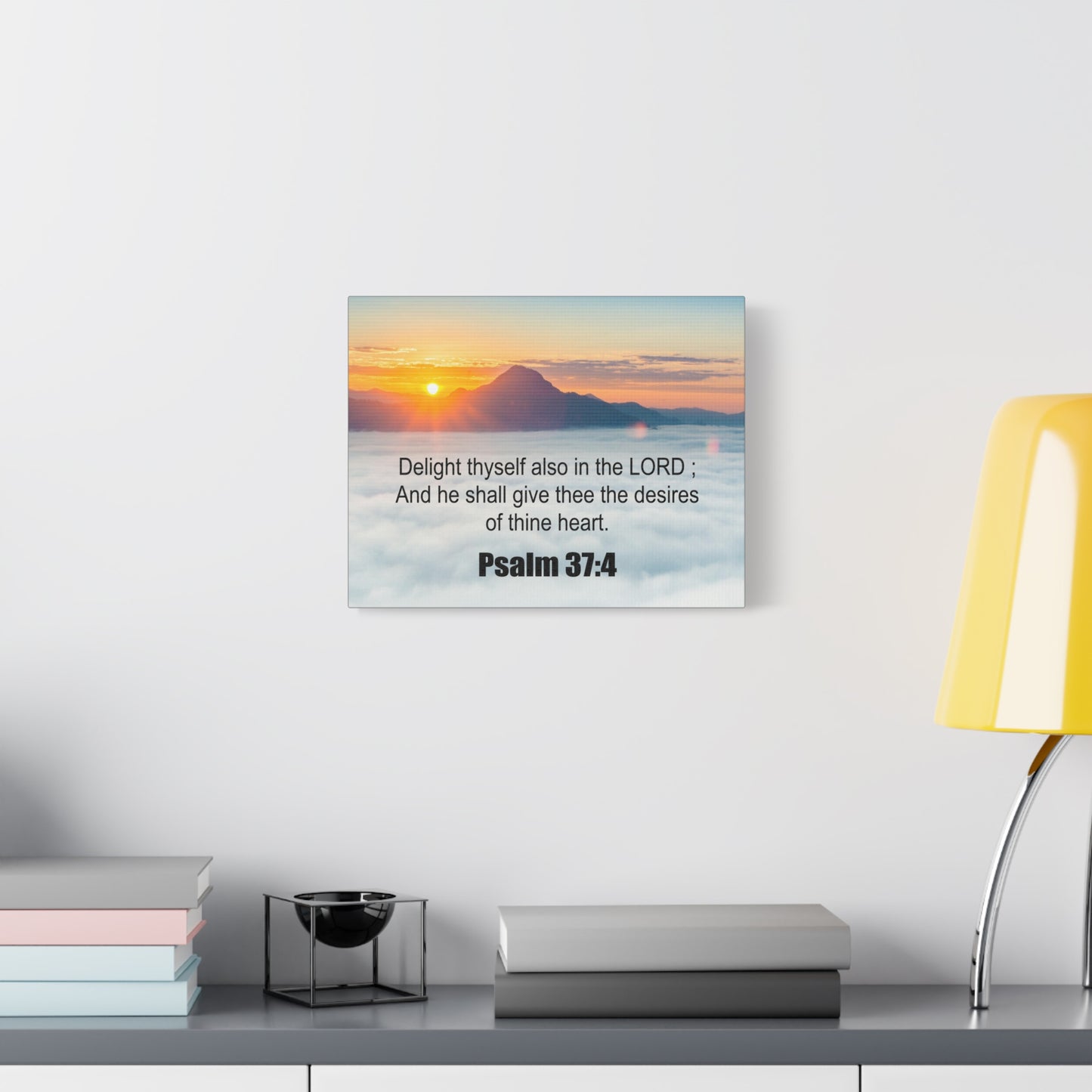 Scripture Canvas Delight Thyself Psalm 37:4 Christian Wall Art Bible Verse Print Ready to Hang