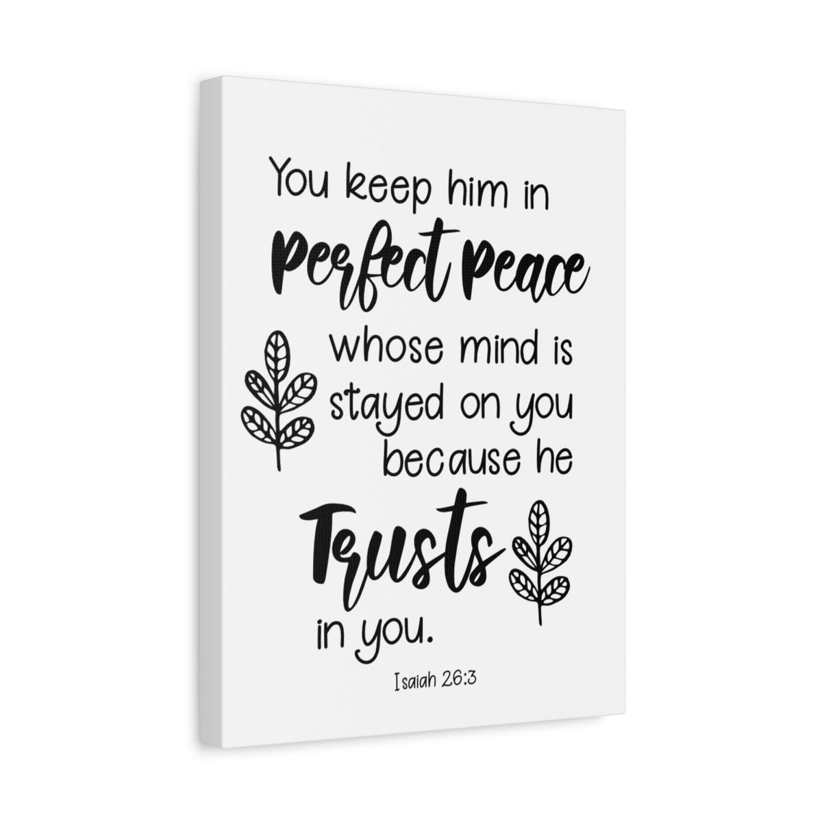 Scripture Canvas Perfect Peace Isaiah 26:3 Christian Wall Art Bible Verse Print Ready to Hang