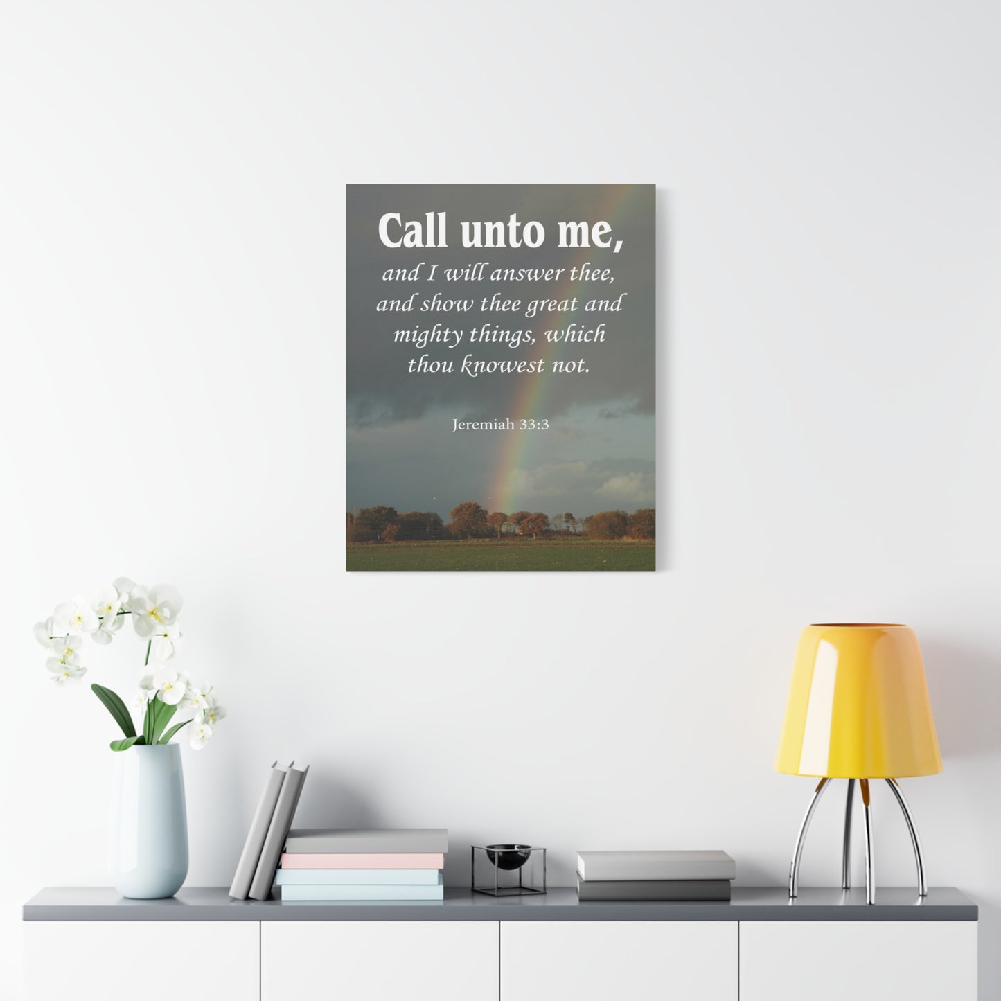 Scripture Canvas Call Unto Me Jeremiah 33:3 Christian Wall Art Bible Verse Print Ready to Hang