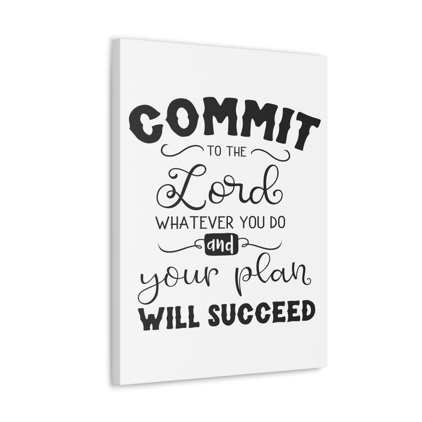 To The Lord Proverbs 16:3 Cursive Christian Wall Art Print Ready to Hang