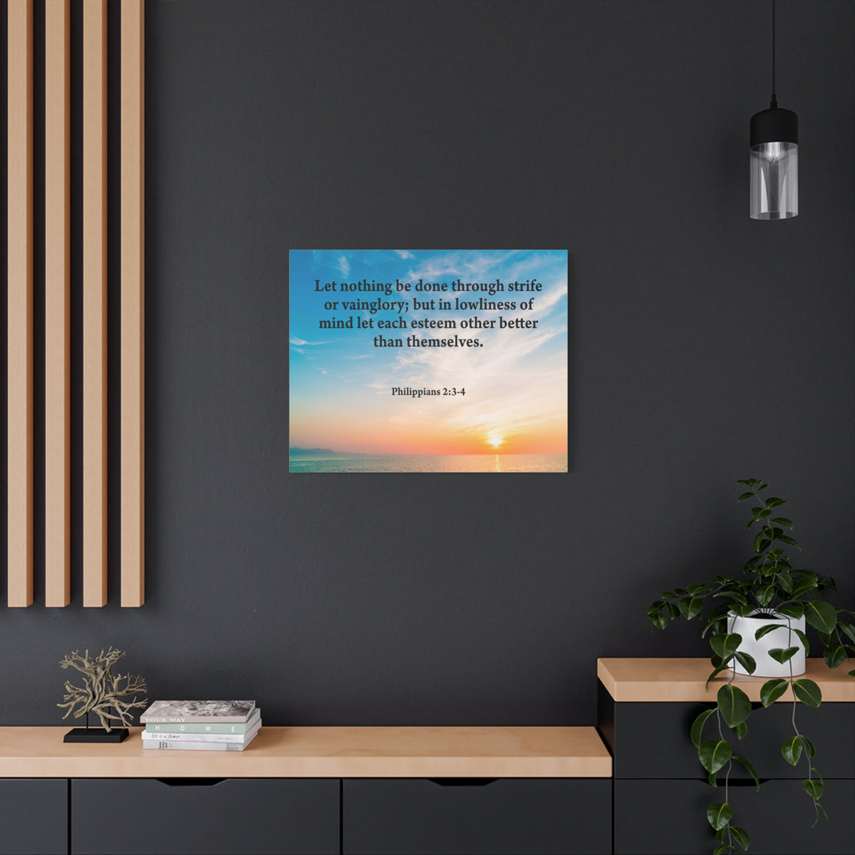 Scripture Canvas Let Nothing Be Done Philippians 2:3-4 Christian Wall Art Bible Verse Print Ready to Hang