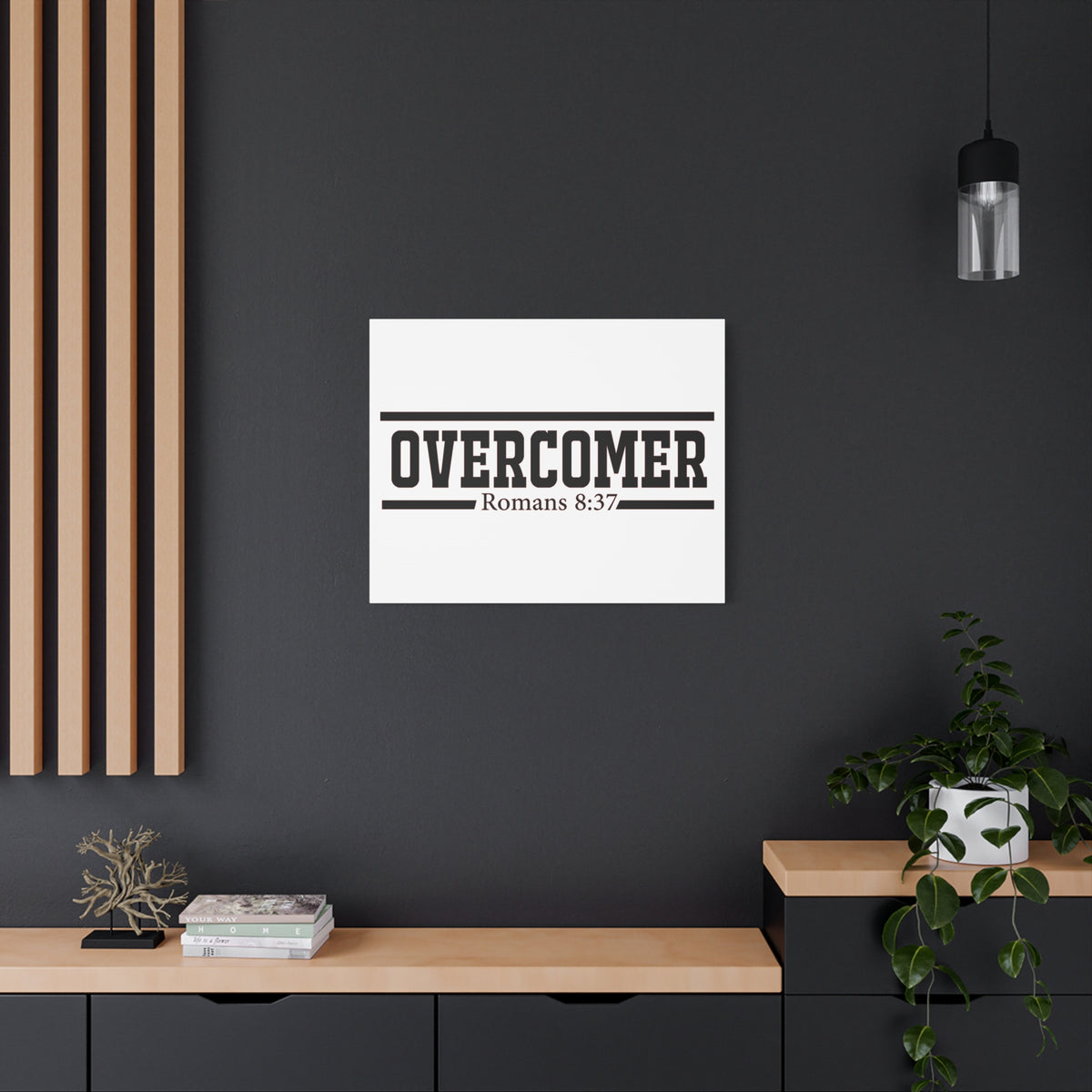 Scripture Canvas Overcomer Romans 8:37 Christian Wall Art Bible Verse Print Ready to Hang
