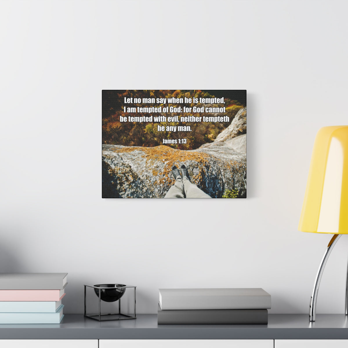Scripture Canvas God Cannot Be Tempted James 1:13 Christian Wall Art Bible Verse Print Ready to Hang