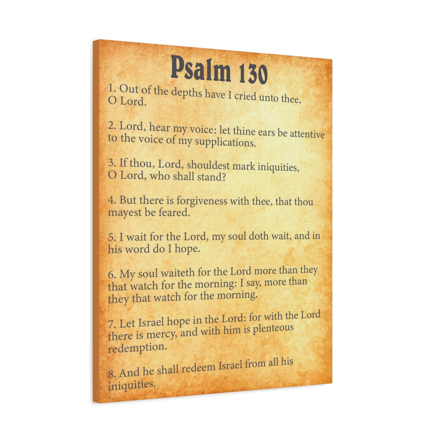 Scripture Walls Psalm 130 Gold Bible Chapter Canvas Christian Wall Art Ready to Hang