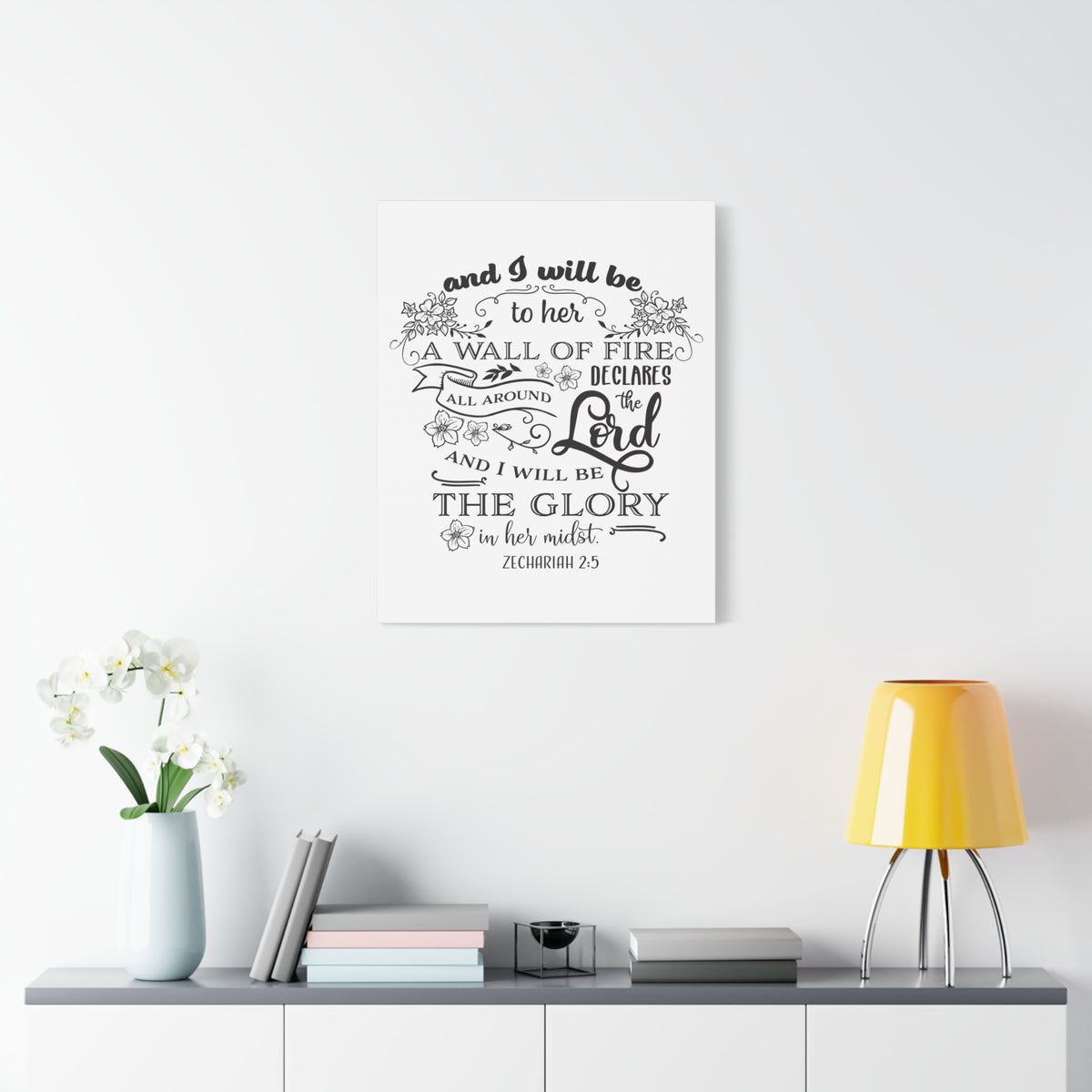 Scripture Canvas The Lord And Zechariah 2:5 Christian Wall Art Bible Verse Print Ready to Hang