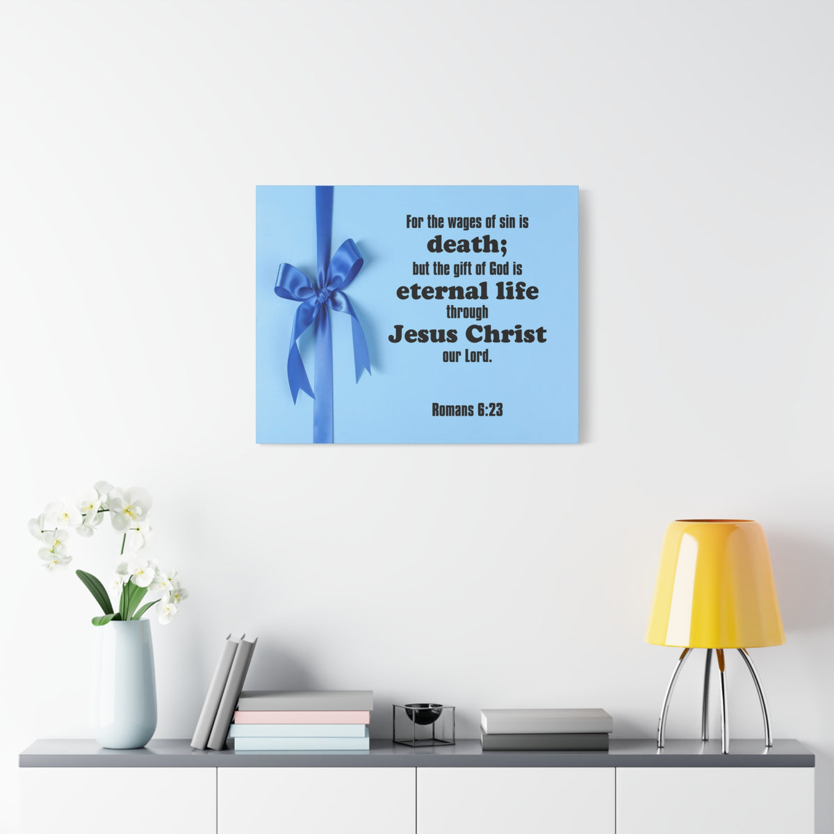 Scripture Canvas Eternal Life Romans 6:23 Christian Wall Art Bible Verse Print Ready to Hang