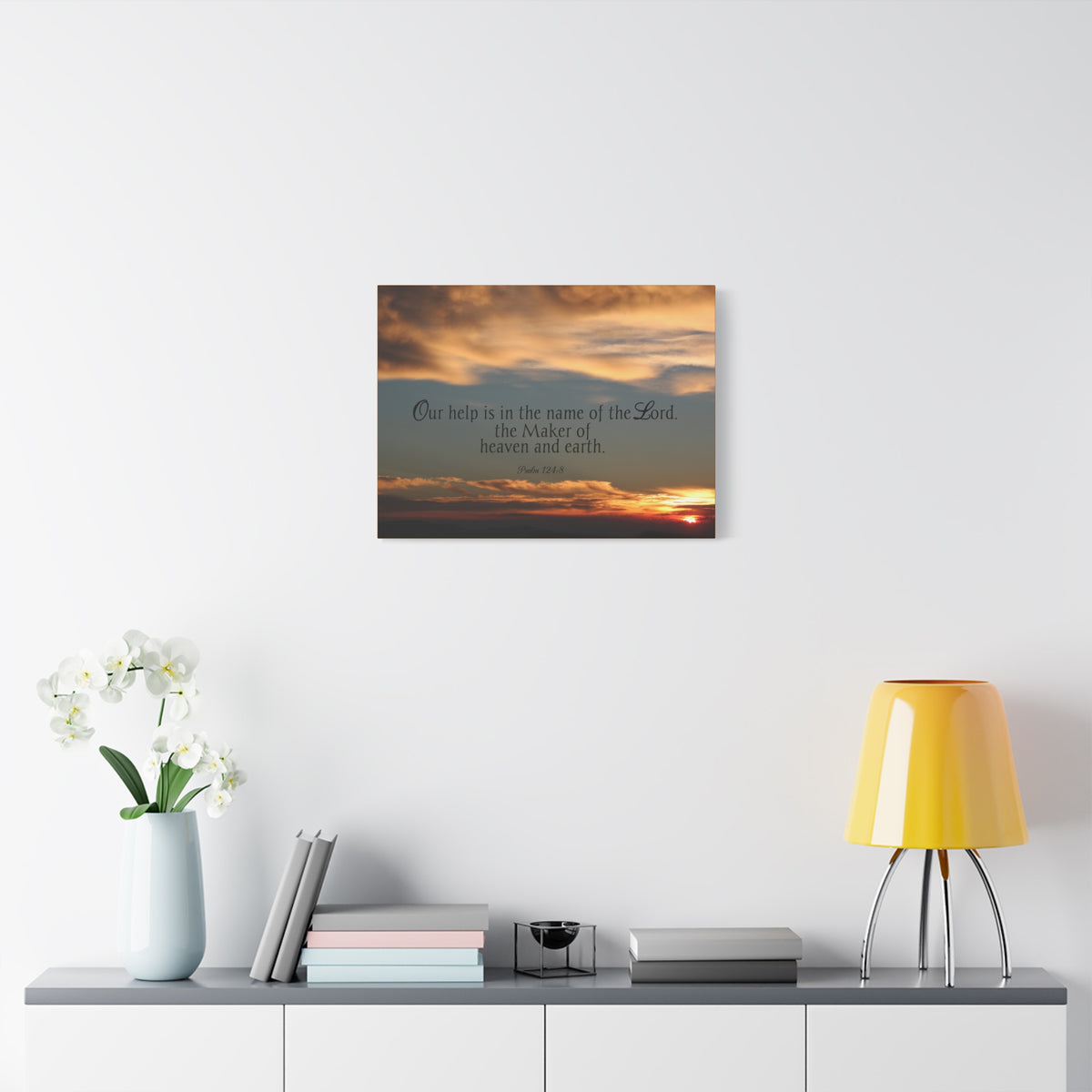 Scripture Canvas Maker Heaven And Earth Psalm 124:8 Christian Wall Art Bible Verse Print Ready to Hang