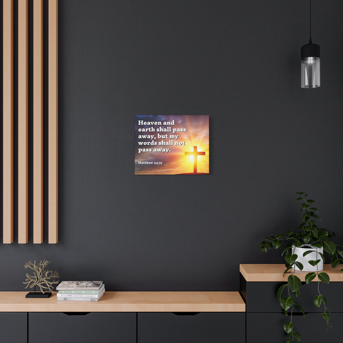 Scripture Canvas My Words Matthew 24:35 Christian Wall Art Bible Verse Print Ready to Hang