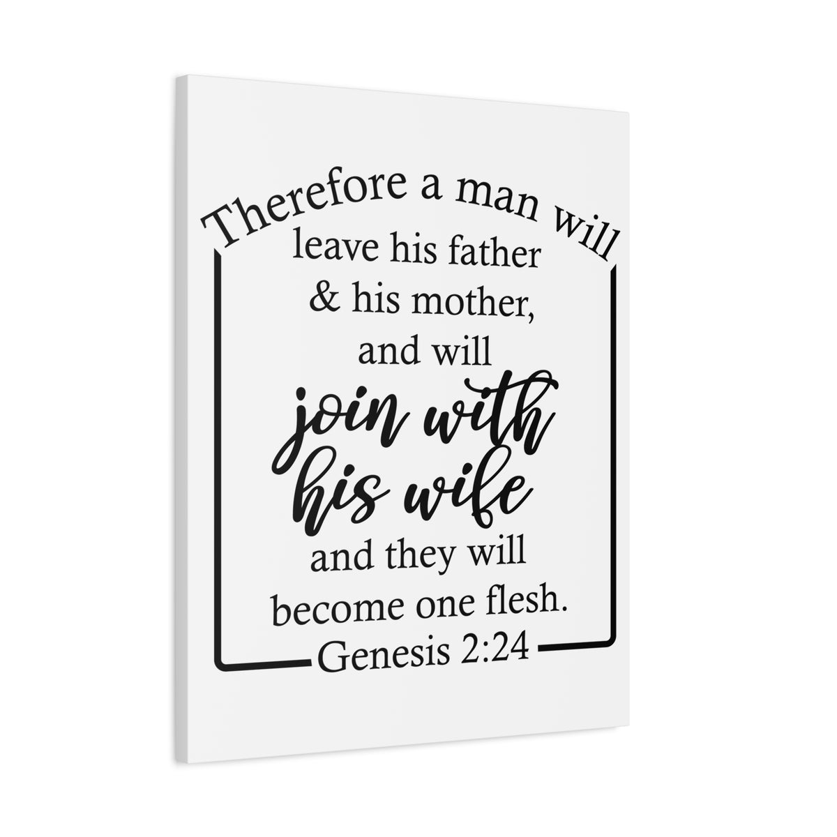 Scripture Canvas With His Wife Genesis 2:24 Christian Wall Art Bible Verse Print Ready to Hang