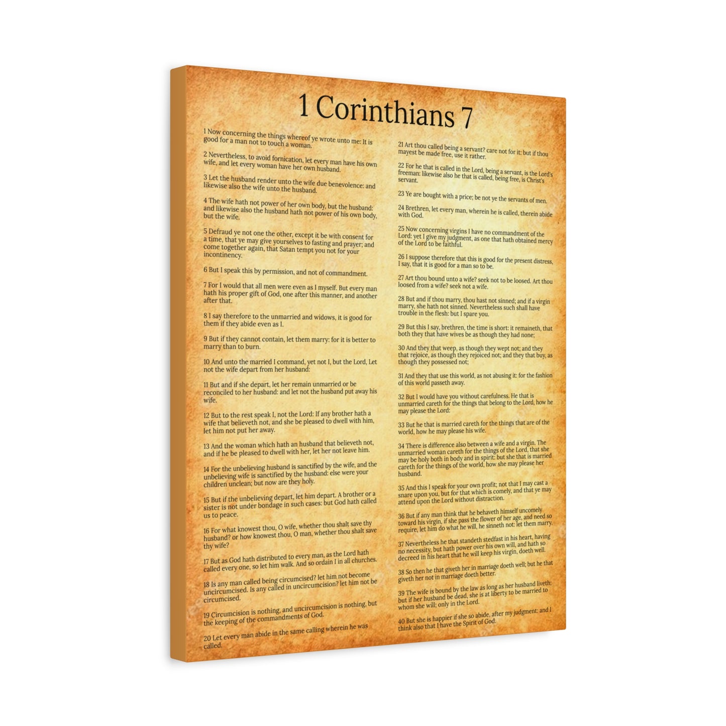 Scripture Walls 1 Corinthians 7 Marriage Chapter Gold Christian Wall Art Print Ready to Hang Unframed