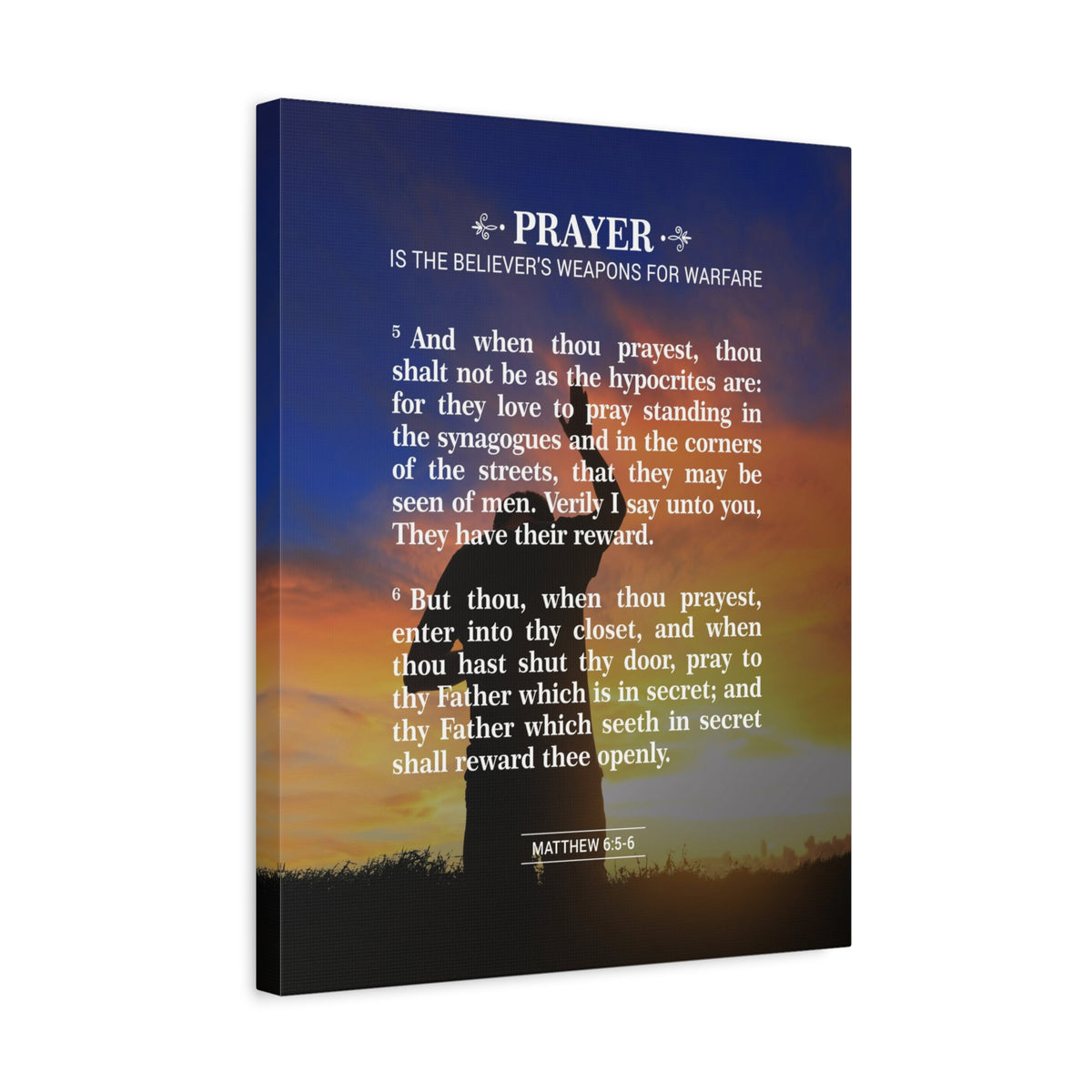 Scripture Canvas Prayer Matthew 6:5-6 Christian Wall Art Bible Verse Print Ready to Hang