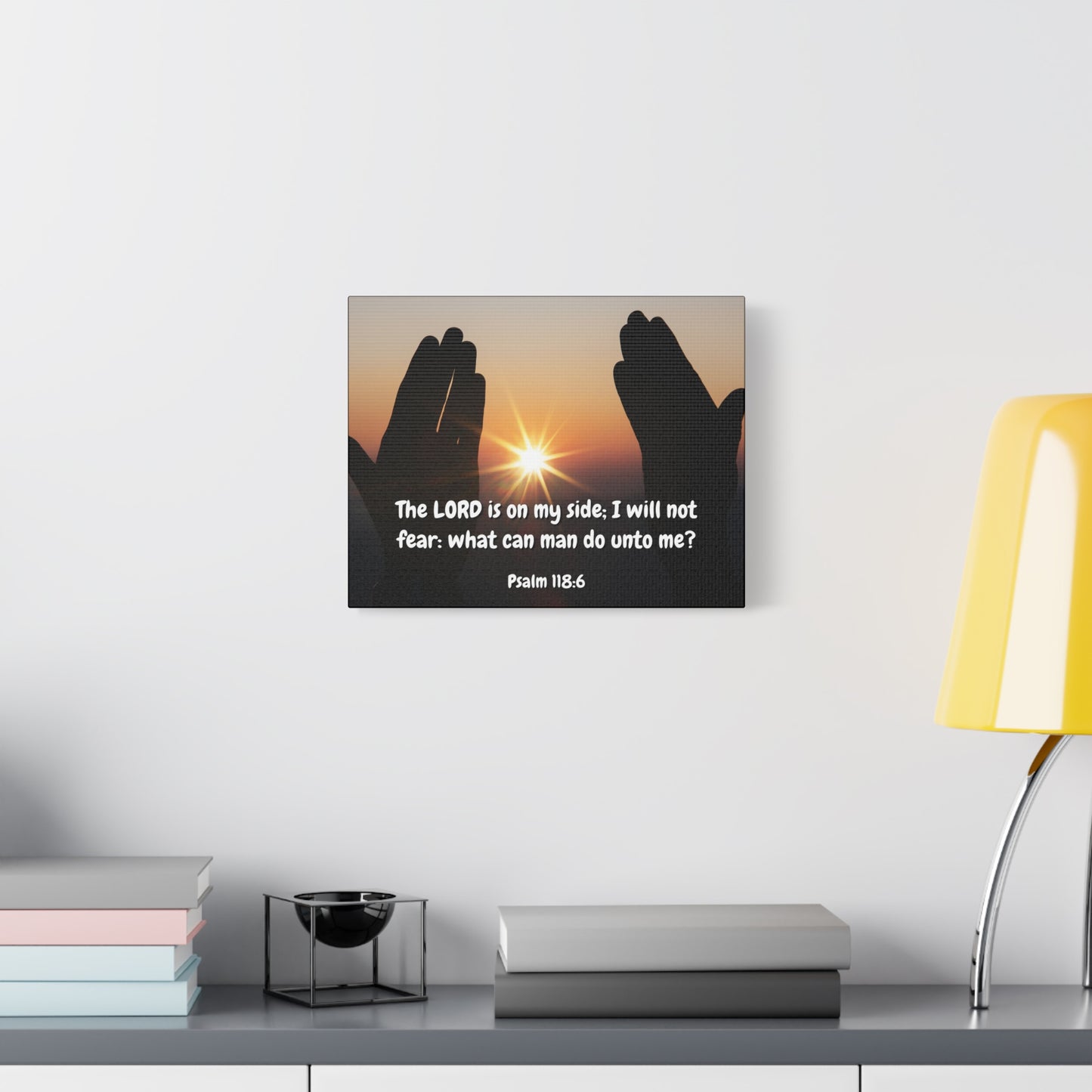 Scripture Canvas God Is On My Side Psalm 118:6 Christian Wall Art Bible Verse Print Ready to Hang