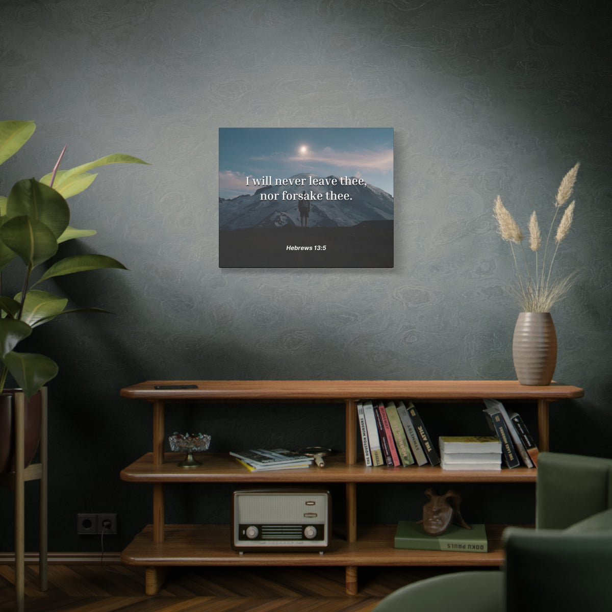 Scripture Canvas Be Content Hebrews 13:5 Christian Wall Art Bible Verse Print Ready to Hang
