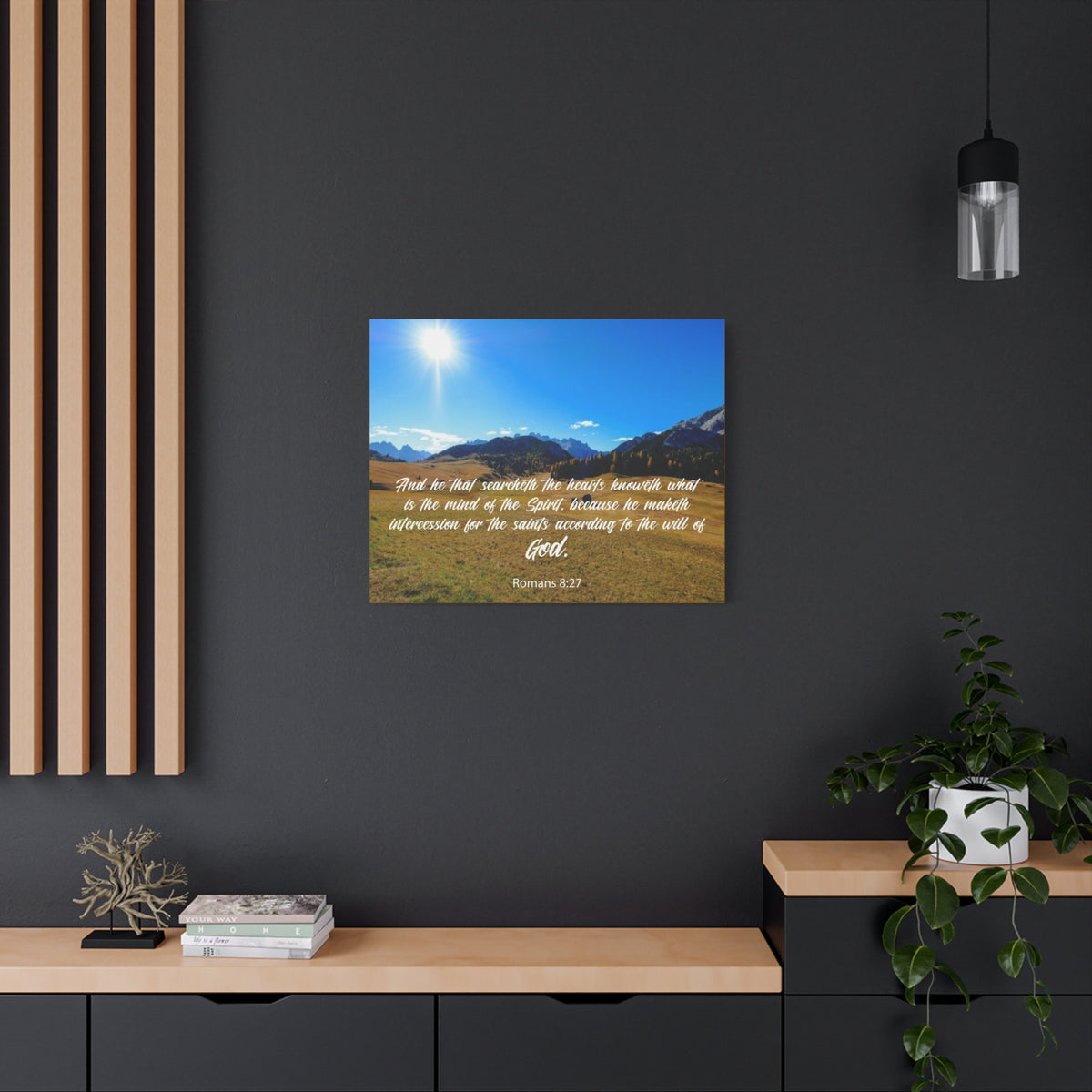 Scripture Canvas The Will of God Romans 8:27 Christian Wall Art Bible Verse Print Ready to Hang