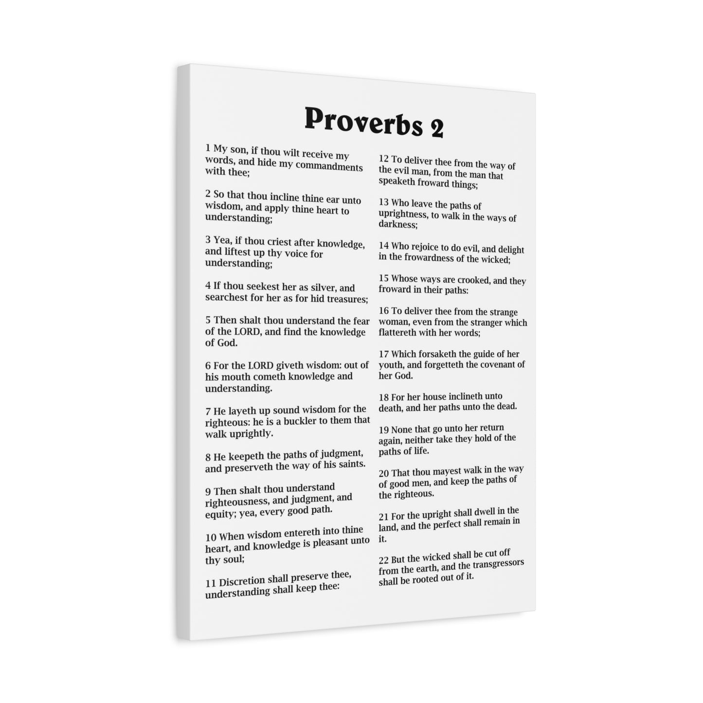 Scripture Walls Proverbs Chapter 2 White Bible Canvas Christian Wall Art Ready to Hang Unframed