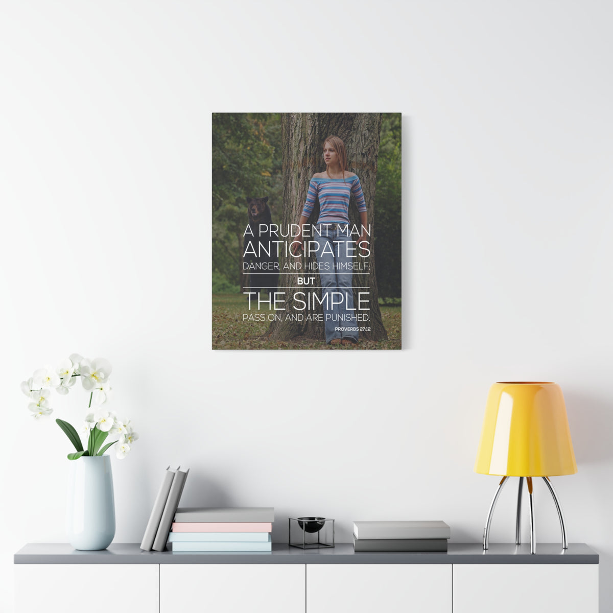 Scripture Canvas A Prudent Man Bear Proverbs 27:12 Christian Wall Art Bible Verse Print Ready to Hang