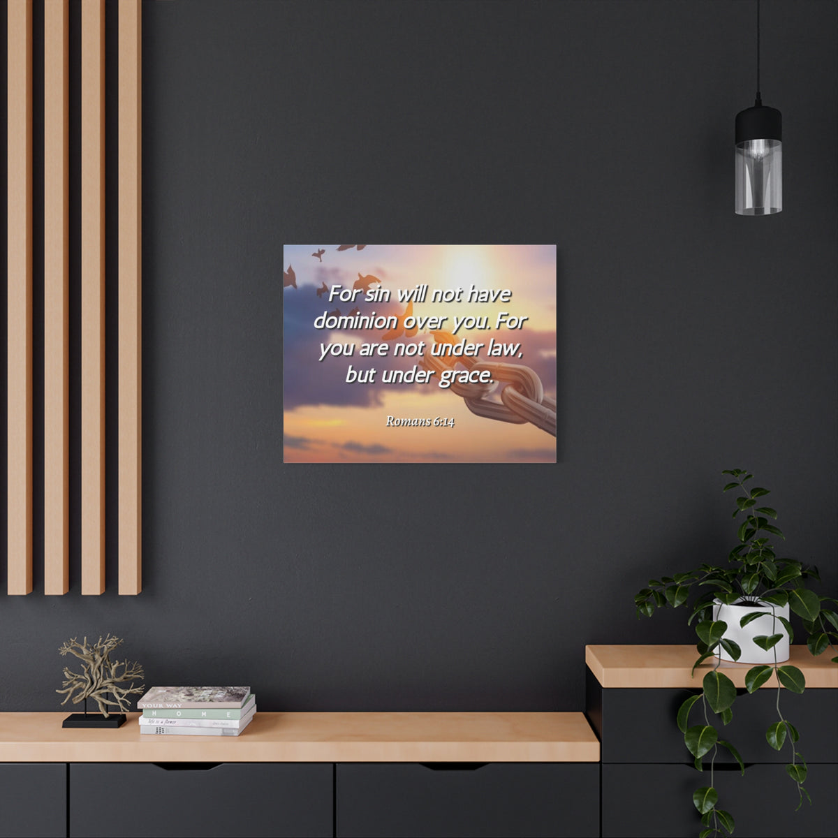 Scripture Canvas Grace Romans 6:14 Christian Wall Art Bible Verse Print Ready to Hang