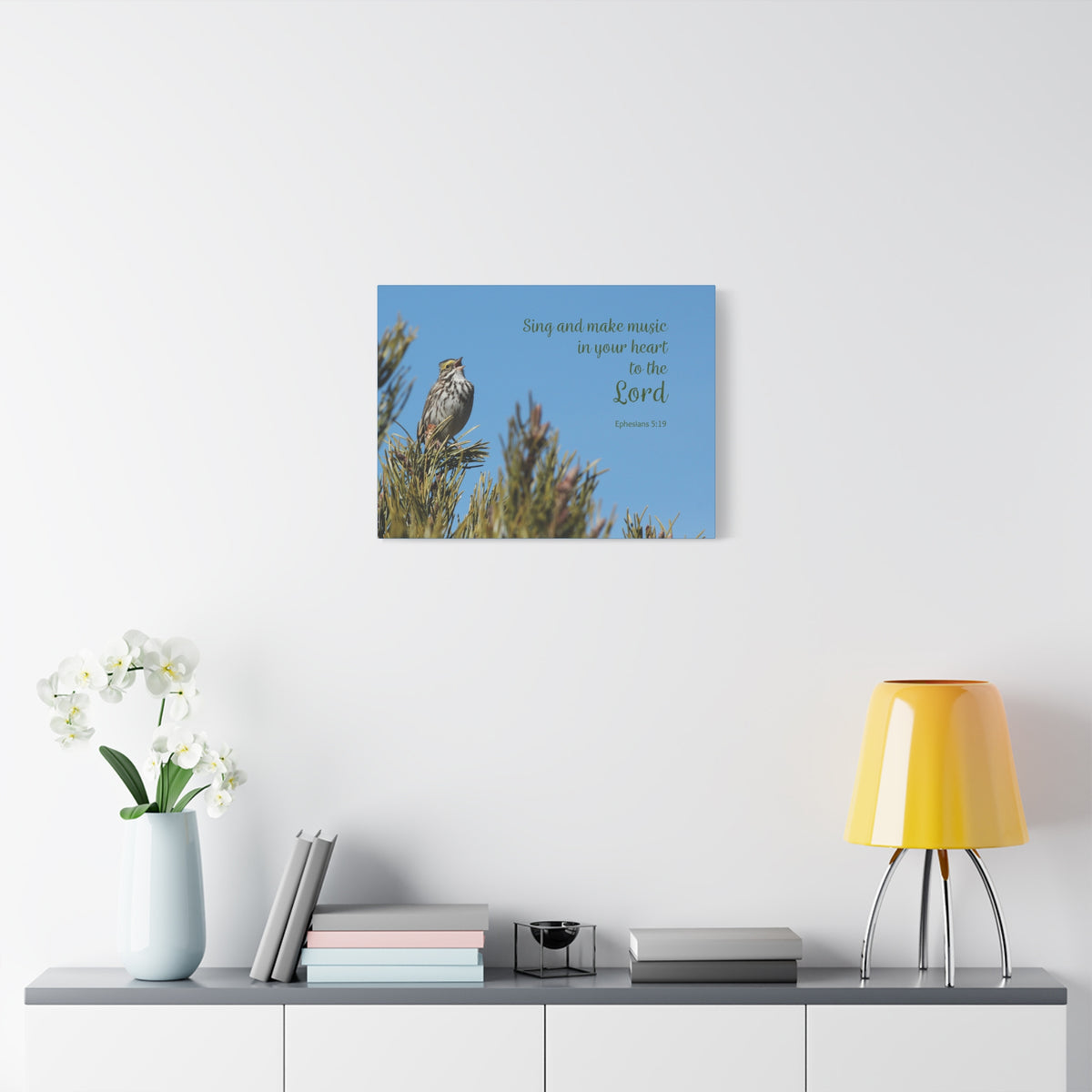 Scripture Canvas In Your Heart Ephesians 5:19 Christian Wall Art Bible Verse Print Ready to Hang