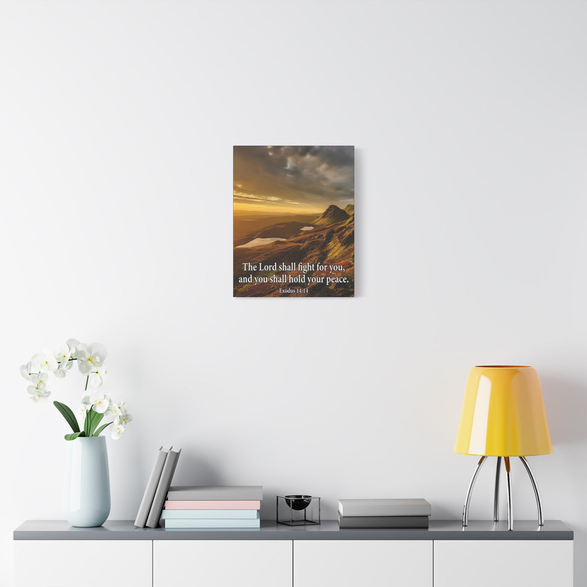 Scripture Canvas The Lord Shall Fight For You Romans 8:31 Christian Wall Art Bible Verse Print Ready to Hang