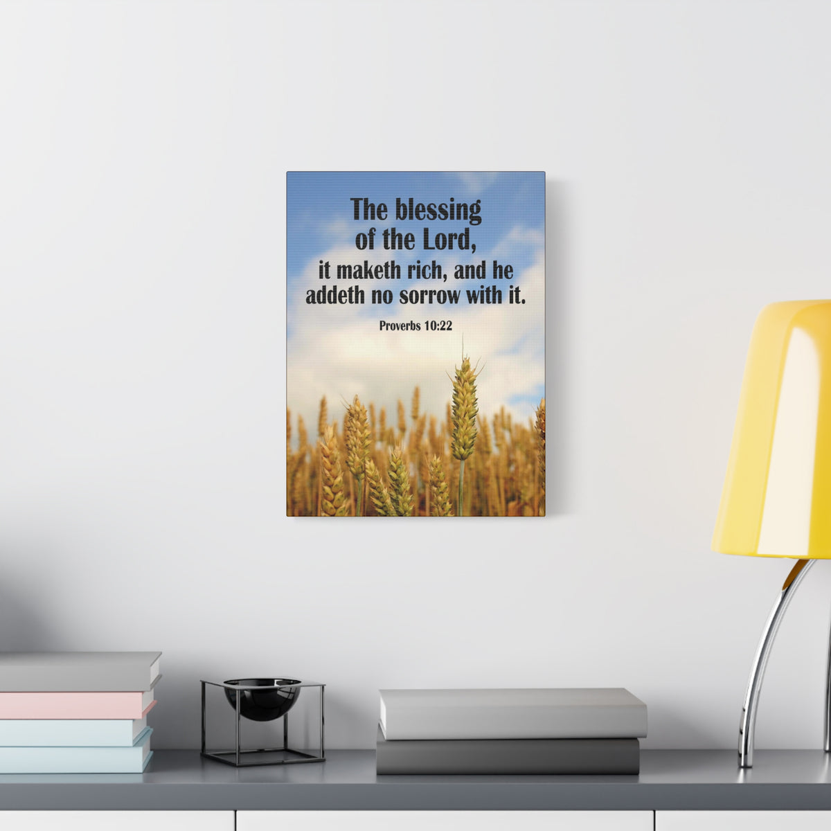 Scripture Canvas The Blessing of The Lord Proverbs 10:22 Christian Wall Art Bible Verse Print Ready to Hang