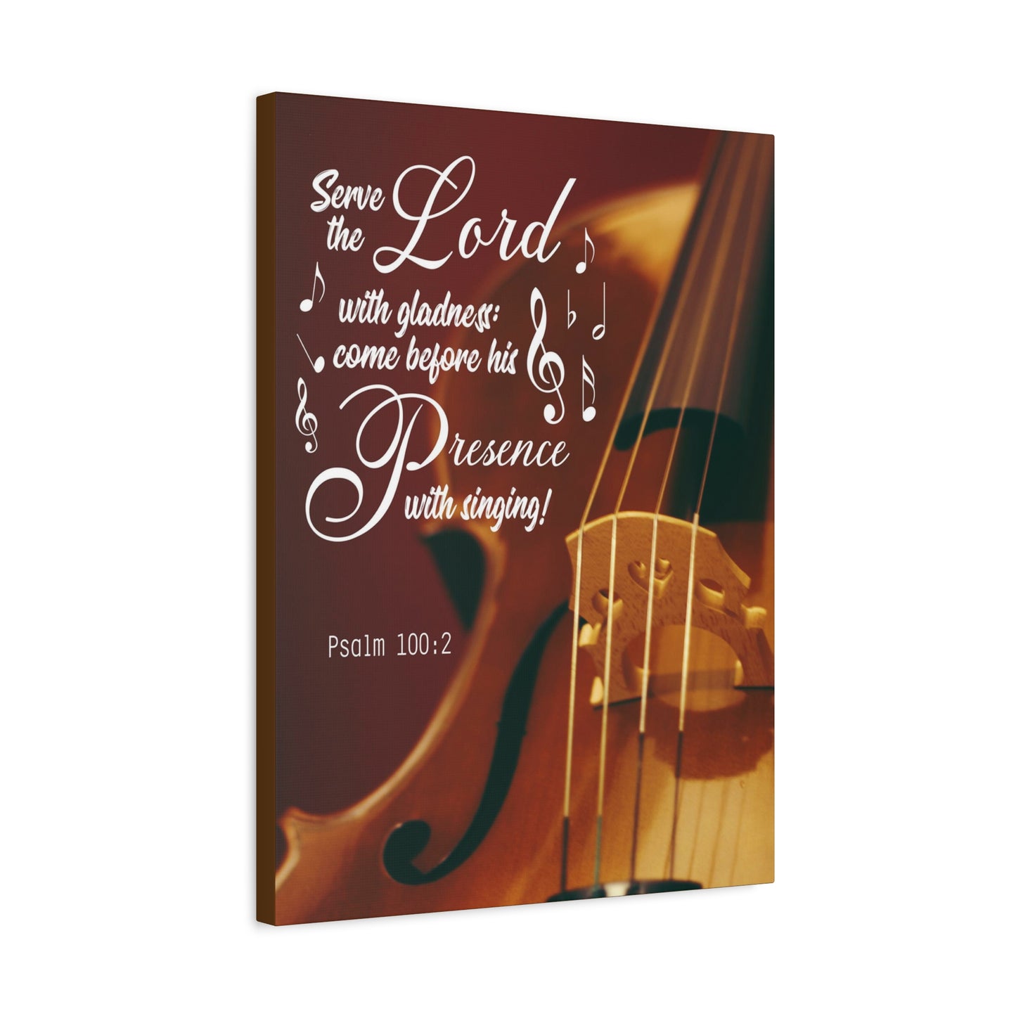 Scripture Canvas Serve the Lord With Gladness Psalm 100:2 Christian Wall Art Bible Verse Print Ready to Hang