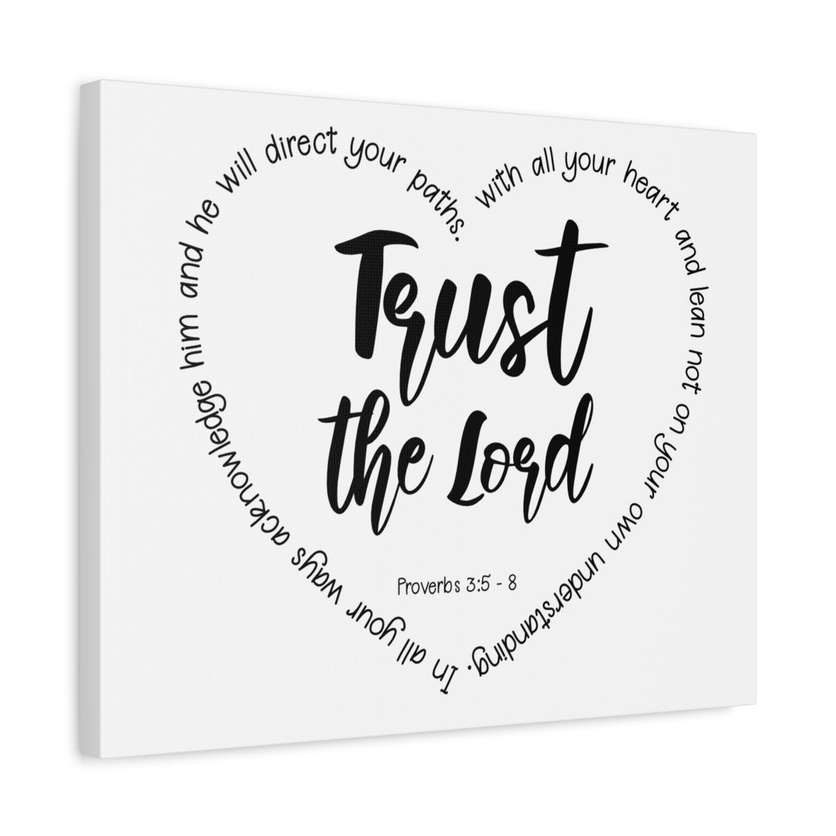 Scripture Canvas Trust The Lord Proverbs 3:5 - 8 Christian Wall Art Bible Verse Print Ready to Hang