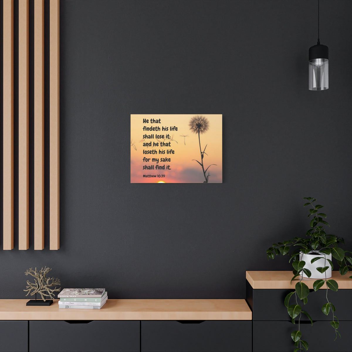 Scripture Canvas Life Matthew 10:39 Christian Wall Art Bible Verse Print Ready to Hang