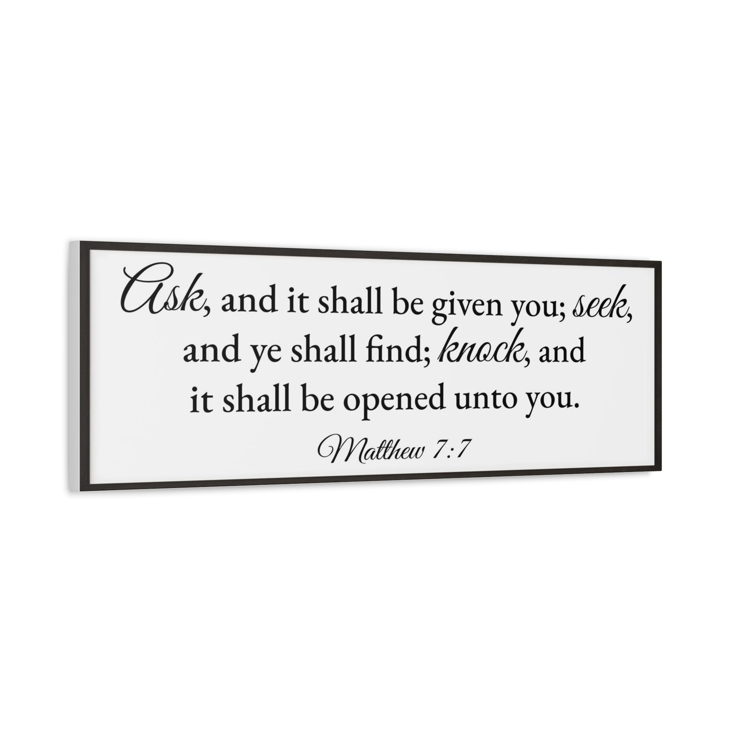 Scripture Walls Matthew 7:7 White Bible Verse Canvas Christian Wall Art Ready to Hang Unframed