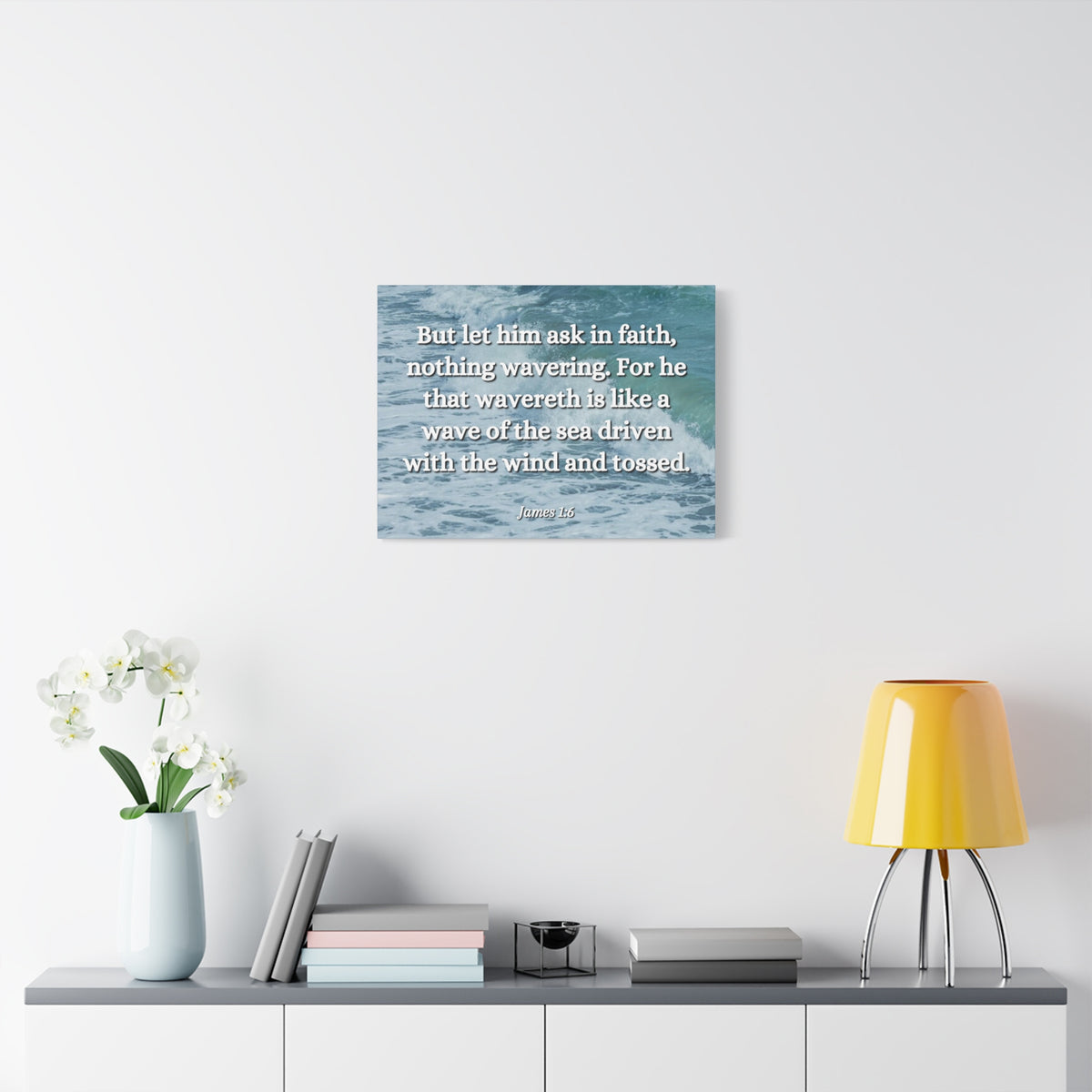 Scripture Canvas Ask In Faith James 1:6 Christian Wall Art Bible Verse Print Ready to Hang