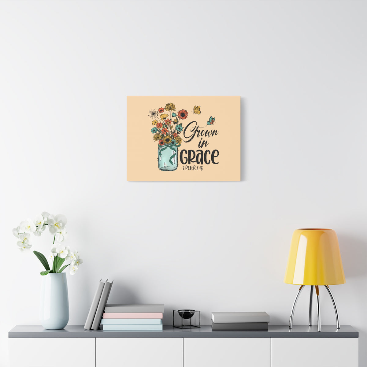 Scripture Canvas Grown In Grace 2 Peter 3:18 Christian Wall Art Bible Verse Print Ready to Hang