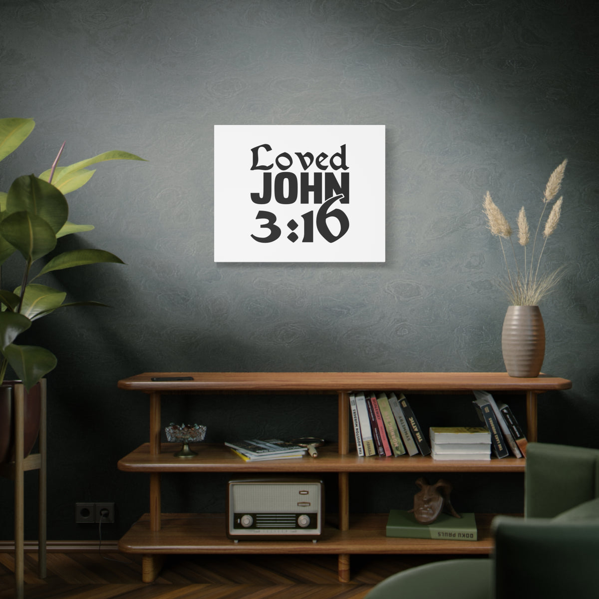 Scripture Canvas Loved John 3:16 Christian Wall Art Bible Verse Print Ready to Hang