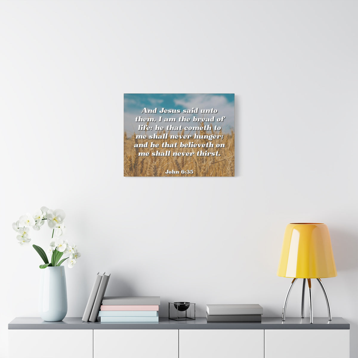 Scripture Canvas Bread Of Life John 6:35 Christian Wall Art Bible Verse Print Ready to Hang