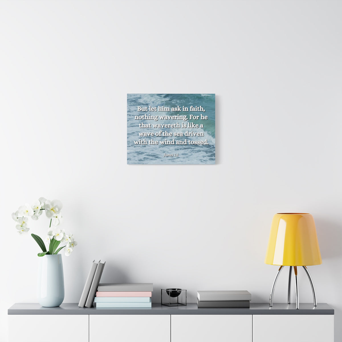 Scripture Canvas Ask In Faith James 1:6 Christian Wall Art Bible Verse Print Ready to Hang