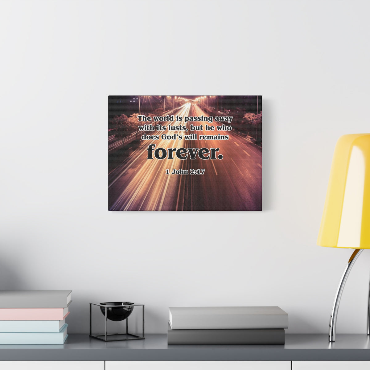 Scripture Canvas Forever 1 John 2:17 Christian Wall Art Bible Verse Print Ready to Hang