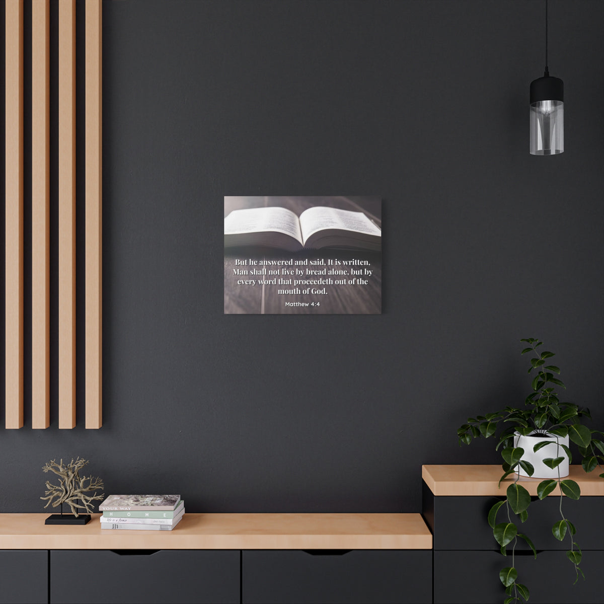 Scripture Canvas Mouth Of God Matthew 4:4 Christian Wall Art Bible Verse Print Ready to Hang