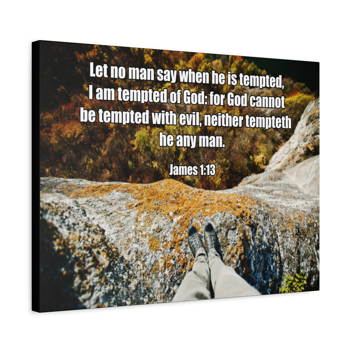 Scripture Canvas God Cannot Be Tempted James 1:13 Christian Wall Art Bible Verse Print Ready to Hang