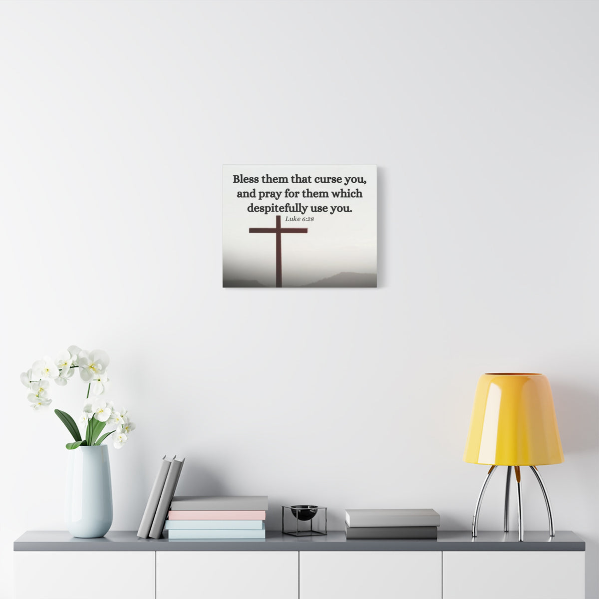 Scripture Canvas Pray For Them Luke 6:28 Christian Wall Art Bible Verse Print Ready to Hang