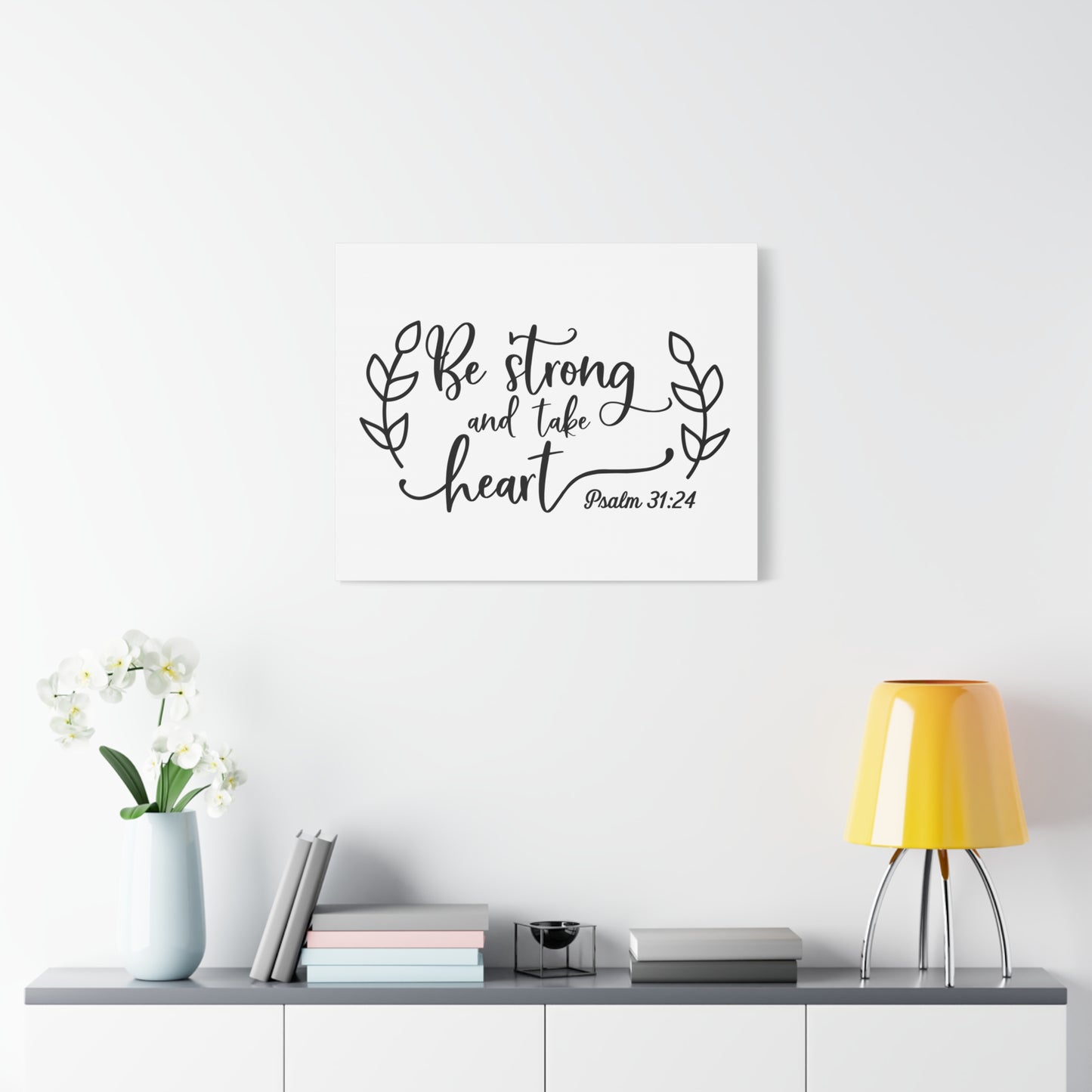 Scripture Canvas Be Strong And Take Heart Psalm 31:24 Christian Wall Art Bible Verse Print Ready to Hang