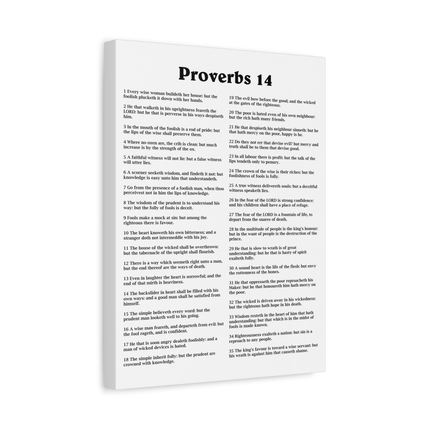 Scripture Walls Proverbs Chapter 14 White Bible Canvas Christian Wall Art Ready to Hang Unframed