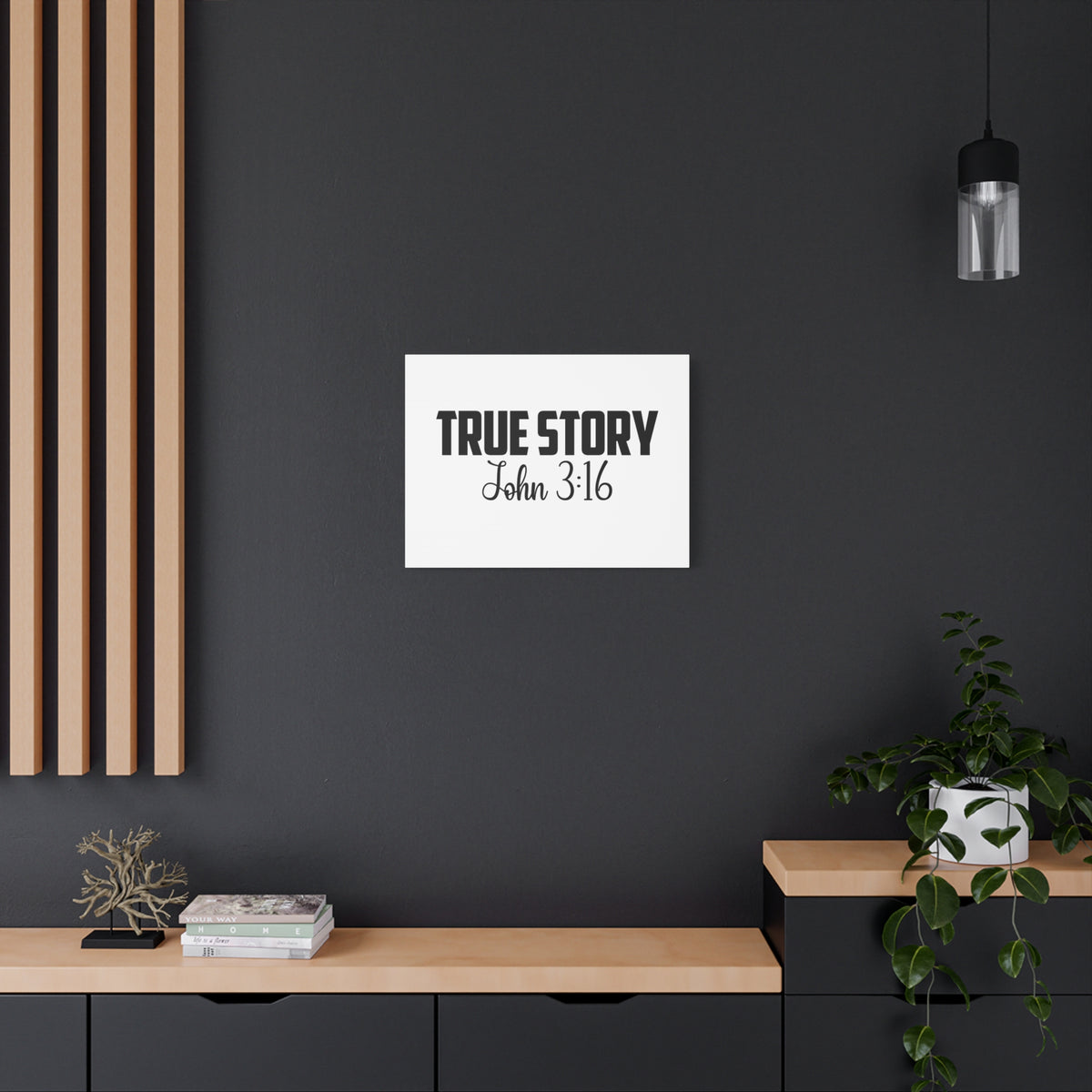 Scripture Canvas True Story John 3:16 Christian Wall Art Bible Verse Print Ready to Hang